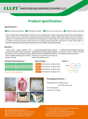 Sacs à linge en plastique hydrosoluble PVA pour hôpitaux, pour le contrôle des infections, 20 GAL - Carton de 200